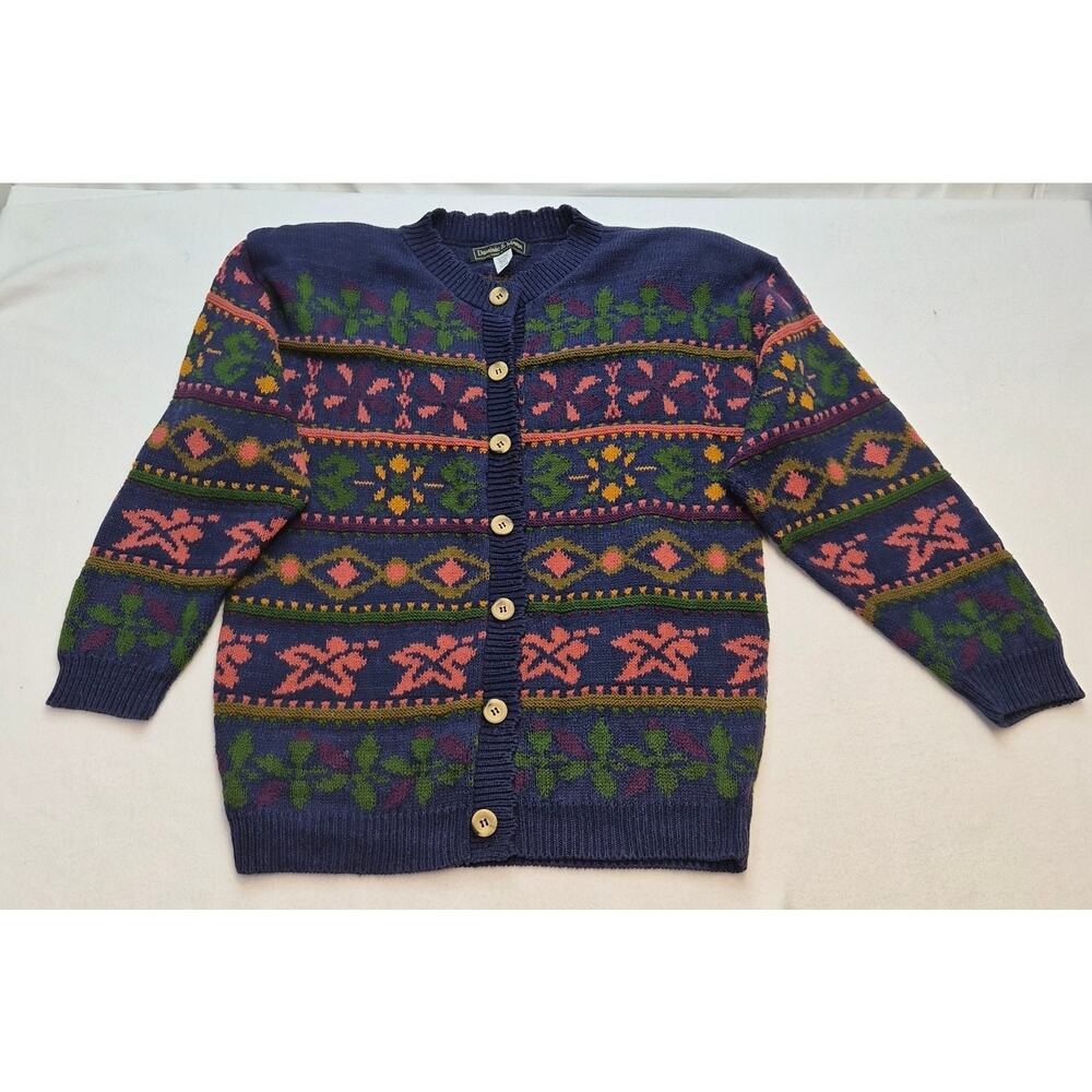 Vintage Dominic & Maria Knit Multicolor Cardigan USA Granny Cozy Cottagecore Med